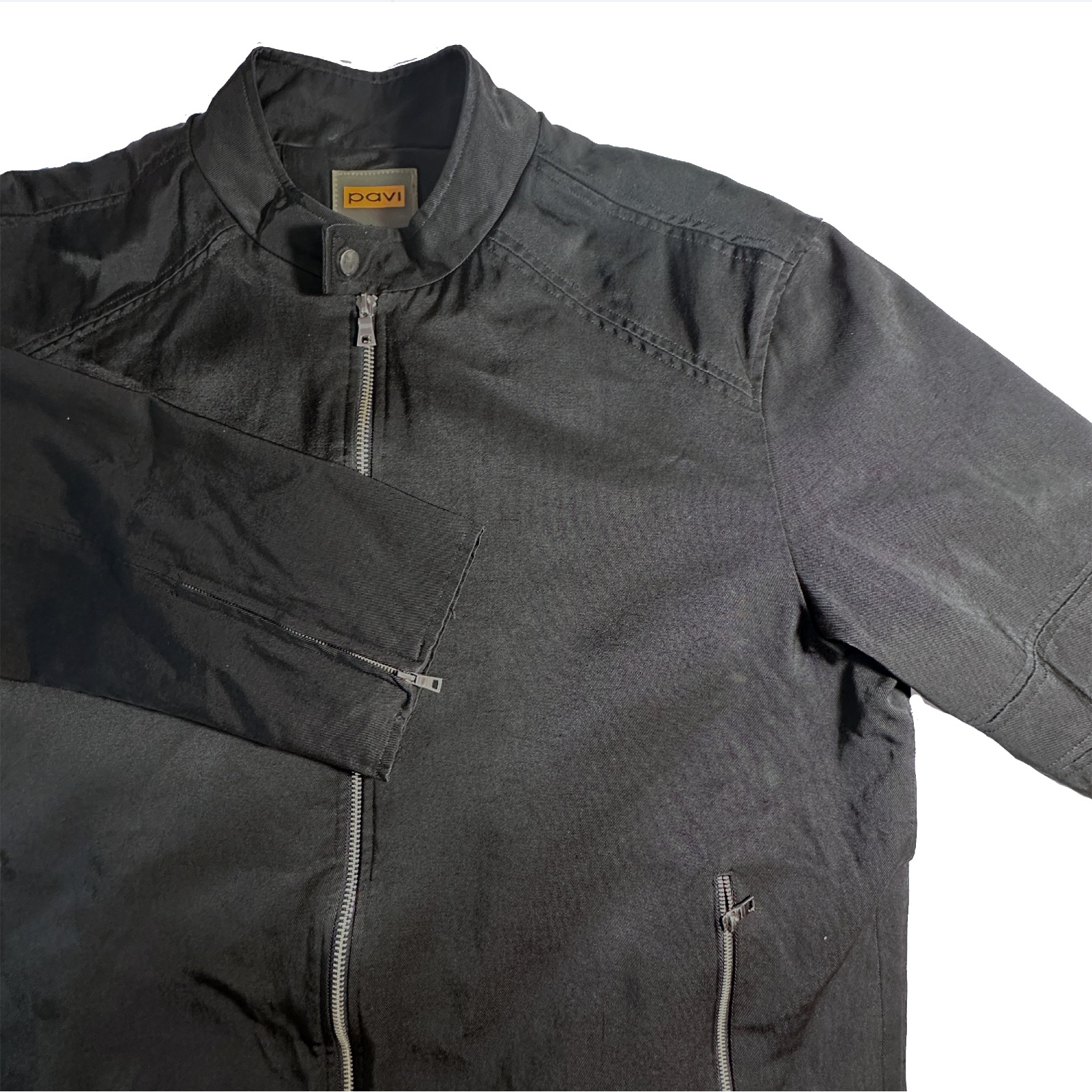 Pavi Italy Mens Black Cotton Lined Full Zip Bomber Jacket Sz Xxl